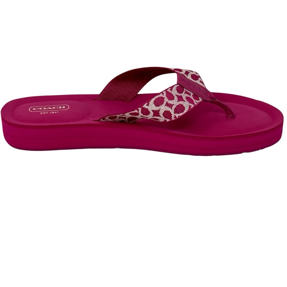 NIB Coach Jessalyn Signature Womens Thong Flip Flops Fuchsia Light Pink Size 10M - Picture 3 of 14